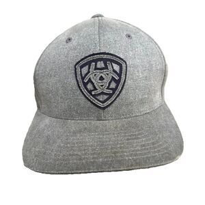 Ariat Flexfit Logo Hat Cap Mens  Size Small/Medium Heather Gray